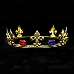 Gold-Plated Fleur-de-Lis Prince Crown with Jeweled Accents