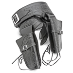 Double Rig Embossed Leather Holster Set - Med Waist