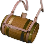 Wooden Barrel Canteen With Leather Carrying Strap