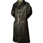 German WWII Leather Greatcoat Black Reproduction