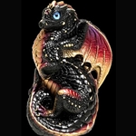 Young Dragon Sculpture in Black Gold