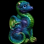 Baby Dragon Emerald Peacock Statue
