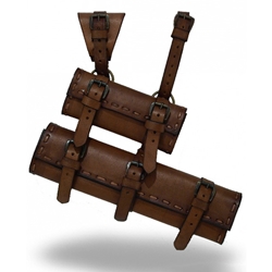 Double LARP Sword Hanger - Brown Leather