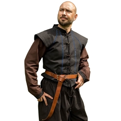 Tristan Medieval Jerkin Vest – Epic Black Cotton LARP & Renaissance Costume Vest