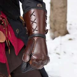 Leather Gauntlet for LARP - Brown Leather