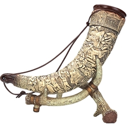 Raised Relief Drinking Horn with Stand