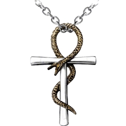 Ankh of Tau Necklace Pewter Alchemy Pendent P508