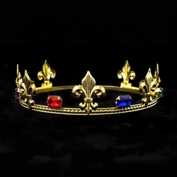 Gold-Plated Fleur-de-Lis Prince Crown with Jeweled Accents