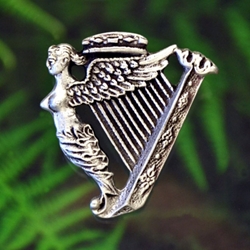 Celtic Irish Harp Brooch Fine Pewter