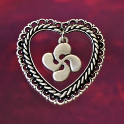 Lauburu Heart Brooch Pin