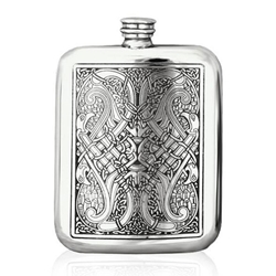 Celtic Knots Stamped Pewter Flask 6 Ounces