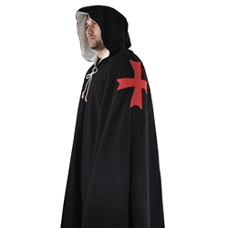 Knights Templar Cloak Black Wool Crusade