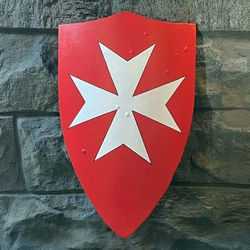 Wooden Medieval Hospitaler Shield - Red - 22" x 34"