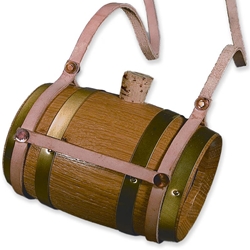 Wooden Barrel Canteen With Leather Carrying Strap