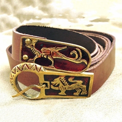 Medieval Norman Leather Belt with Brass Fittings