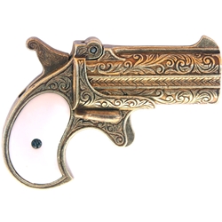Western 1866 Double Barrel Derringer Gold Finish Non-Firing FD1262L