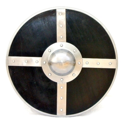 Medieval Round Shield - Steel Cross,Medieval Round Shield,Steel Cross Shield,Dark Ages Shield,Medieval Wooden Shield,Round Shield,Wooden Shield